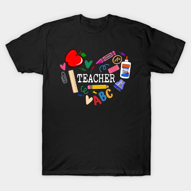 Teacher Heart Graphic Cute Teaching Love T-Shirt by Customprint